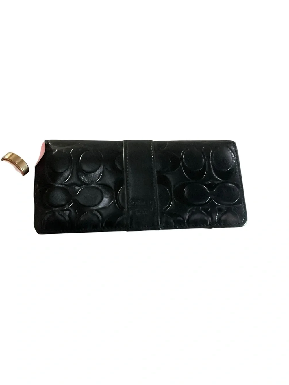 Coach Black Embossed Signature Leather Wallet